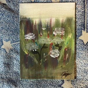 Abstract Floral Canvas Art in Green and White